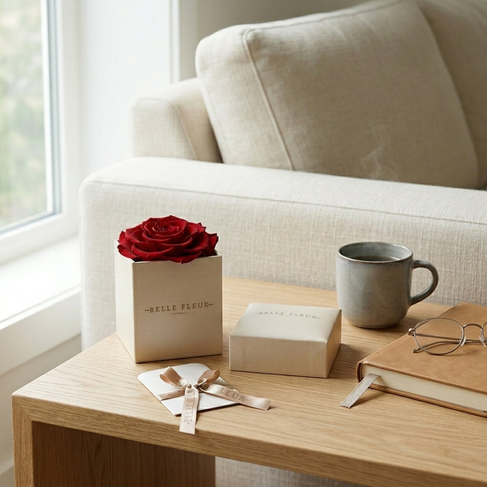Cajas de rosas La Jolie Blanca RED01 de BELLE FLEUR ECUADOR, con rosas blancas en una elegante caja.