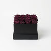 Cajas de rosas La Midi Negra Violeta de BELLE FLEUR ECUADOR con flores en tonos violeta y negro en una elegante presentación.