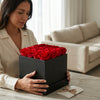 Cajas de rosas La Grand Negra Rojo de BELLE FLEUR ECUADOR, empaquetadas en elegantes cajas de rosas rojas.