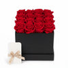 Caja de rosas La Grand Negra Rojo de BELLE FLEUR ECUADOR, elegante presentación con rosas rojas frescas en una caja decorativa.